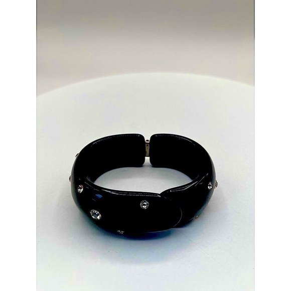 Vintage Elegant Black Beaded Necklace & Bracelet Set With Rhinestone N63 - Picture 7 of 7